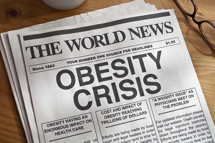 Newspaper with obesity crisis headline